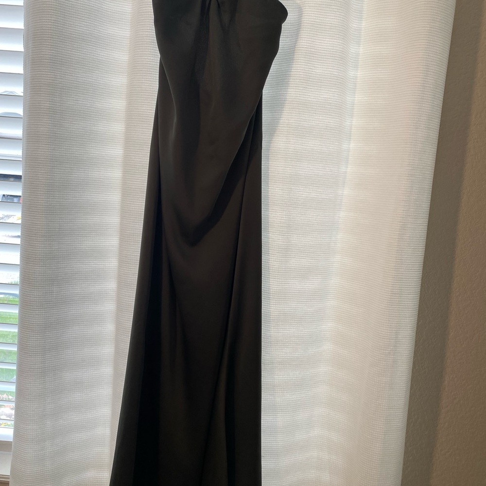 BHLDN Ruby Twist Halter Satin Gown- forest green